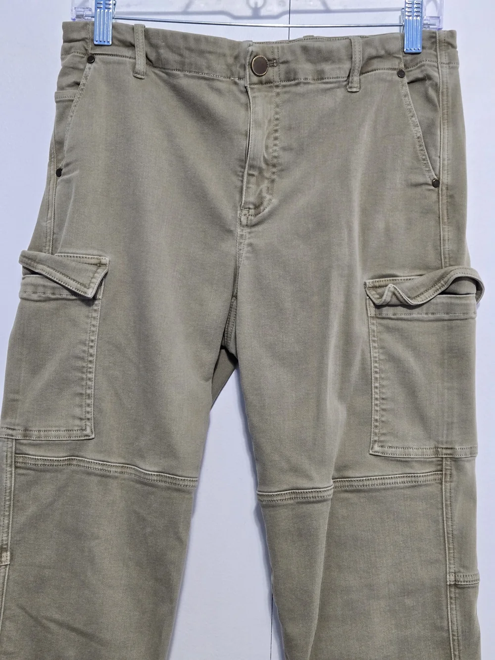 Michael Kors Cargo Jogger Pants Olive Green Zip Ankle Stretch Women's 10